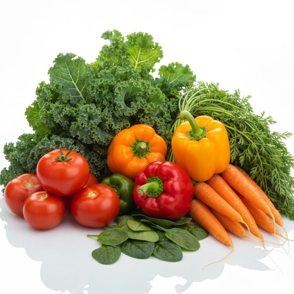 Colorful fresh vegetables and fruits