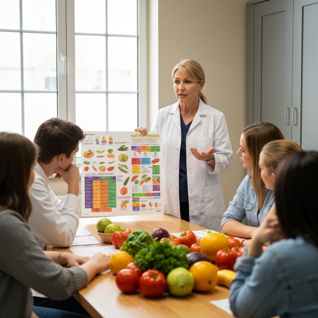 Nutrition consultant reviewing food information